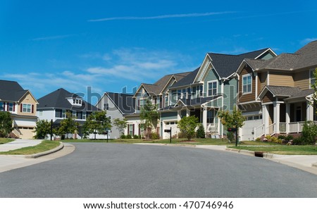 Street of residential houses Royalty-Free Stock Photo #470746946