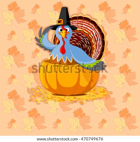 Illustration Thanksgiving turkey on autumn leaves texture 