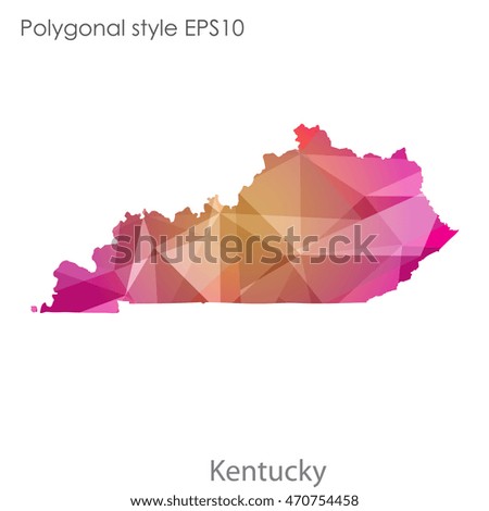 Kentucky state map in geometric polygonal style.Abstract gems triangle,modern design background. Vector illustration EPS10