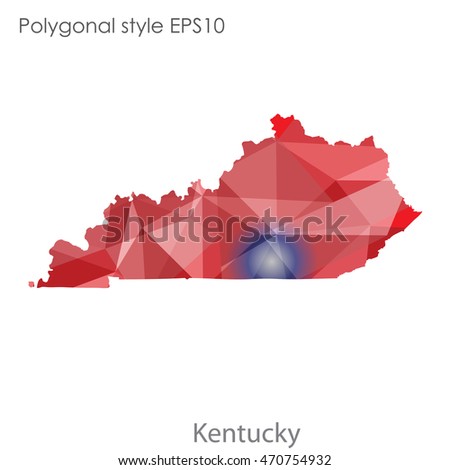 Kentucky state map in geometric polygonal style.Abstract gems triangle,modern design background. Vector illustration EPS10