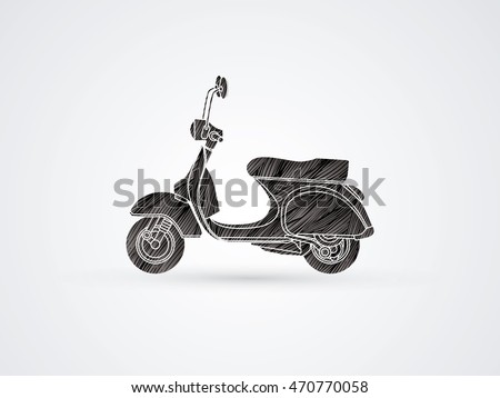 Scooter designed using black grunge brush graphic vector
