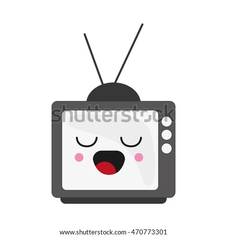 flat design kawaii tv icon vector illustration