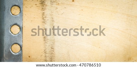 Old wooden plate and metal frame as background and frame -  Header 