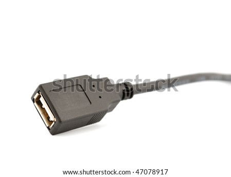 USB (Universal Serial Bus) connectors, cable. Isolated on white background.