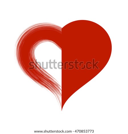 Vector Grunge Red Heart Icon Isolated on White Background