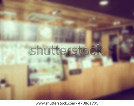 Abstract blur coffee shop cafe interior for background - Vintage Filter