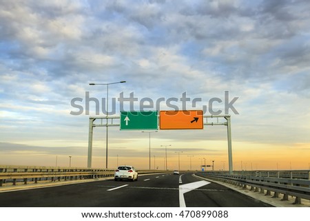 blank road sign on the highway
