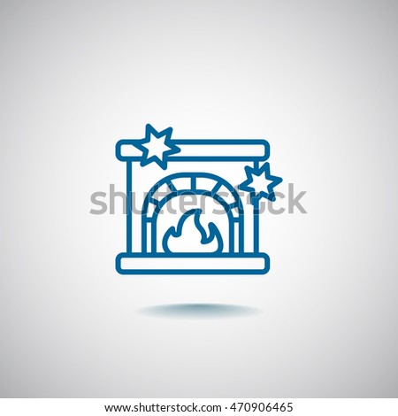  Christmas fireplace Icon Vector. 