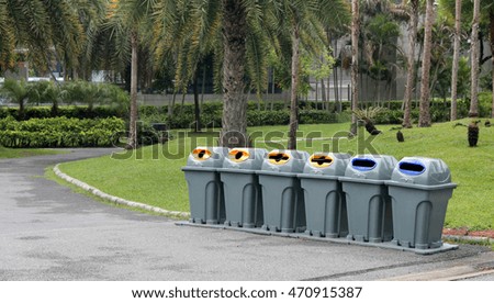 Trash bins at outdoor park