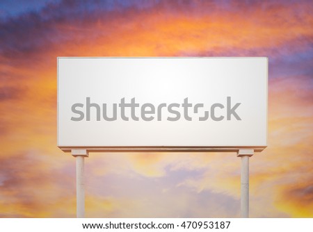 blank  white billboard for outdoor advertising  at sunset ,ready for product display montage,advertisement.