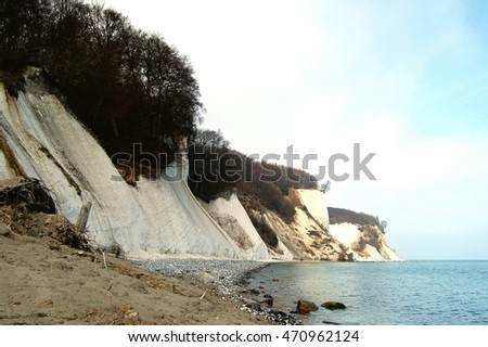 chalk cliff rocks of Rugen isle at National park Jasmund (Mecklenburg-Vorpommern, Germany). retro retouch.