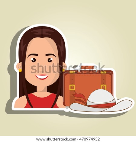 woman suitcase travel location vector illustration eps 10