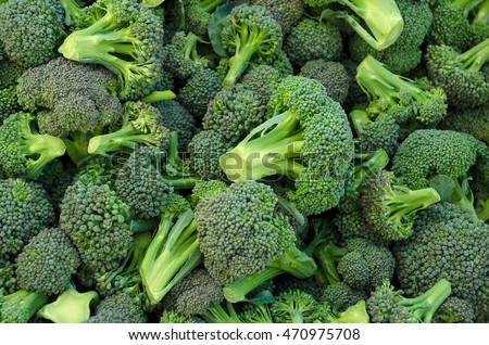 Broccoli in a pile on a market Royalty-Free Stock Photo #470975708