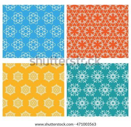 Seamless line patterns in arabian style. Contemporary graphic design. Endless hexagon texture for wallpaper, pattern fills, web page background. Colorful geometric ornaments.