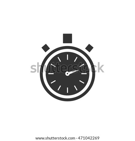 Stopwatch icon in single grey color. Speed, time, deadline, sport, start, stop