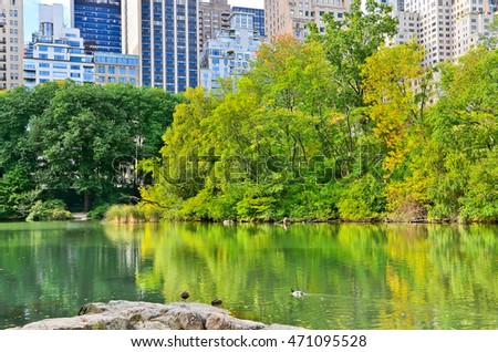 View of Central Park in New York City in autumn