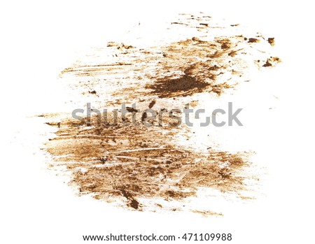 drops of mud sprayed isolated on white background, with clipping path Royalty-Free Stock Photo #471109988