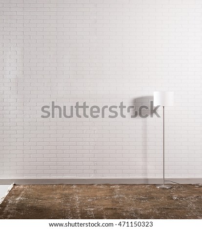 empty space white brick wall and lamp