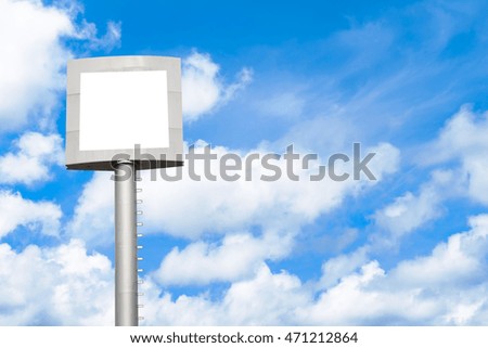 Big label pole on beautiful sky background