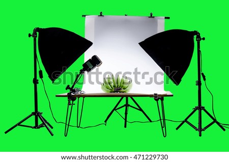 Light studio behind the scene , isolate photo with green background with clipping path