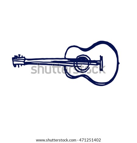 acoustic guitar icon doodle hand drawn sketch