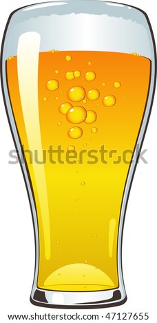 Beer glass over white.