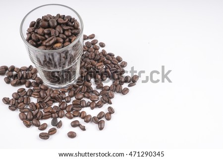 Coffee Beans isolated on white. DOF and copy space