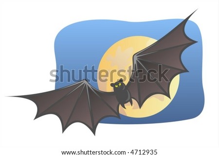 Bat on a background the moon and the night sky.