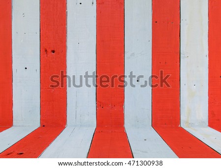 Red and white wall background.