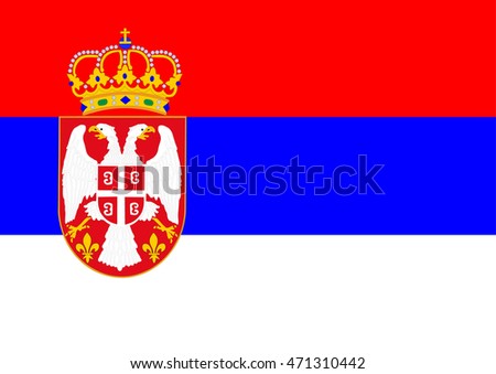 Flag of Serbia vector illustration. Former Yugoslavia member. Balkan state.