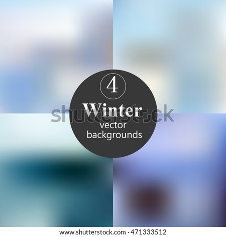 Set of winter gradient mesh. Blurred style vector backgrounds.