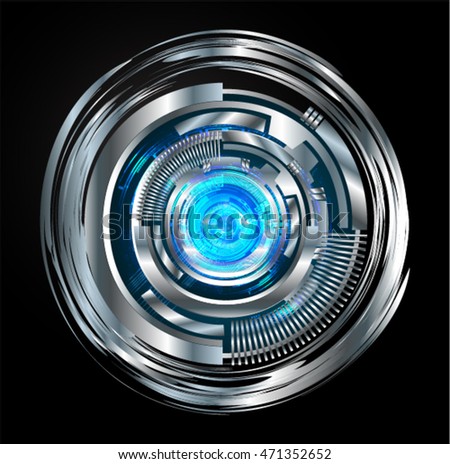 blue silver eye abstract cyber future technology concept background, illustration, circuit. move motion speed. sci-fi. vector, Safety, Closed Padlock on digital