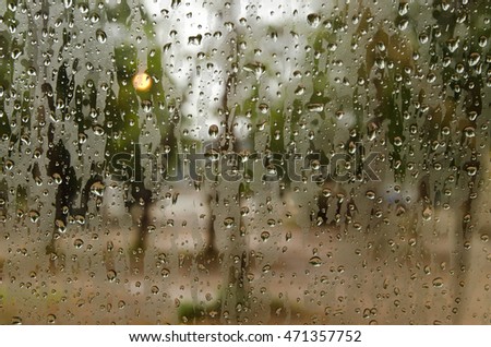 water drops on window after rain filtered background.Blurred rain drop on the car glass background /Blurred rain drop background / Blurred water drop background