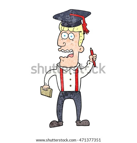 freehand textured cartoon stressed student
