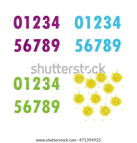 Typographical set of numbers, Vector illustration