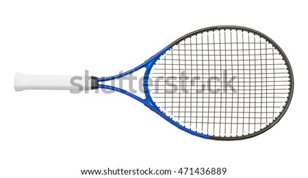 New Tennis Racket Isolated on White Background. Royalty-Free Stock Photo #471436889
