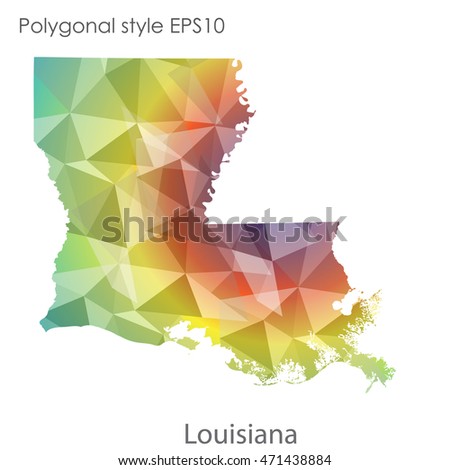 Louisiana state map in geometric polygonal style.Abstract gems triangle,modern design background. Vector illustration EPS10