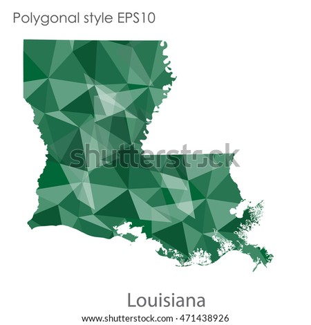 Louisiana state map in geometric polygonal style.Abstract gems triangle,modern design background. Vector illustration EPS10