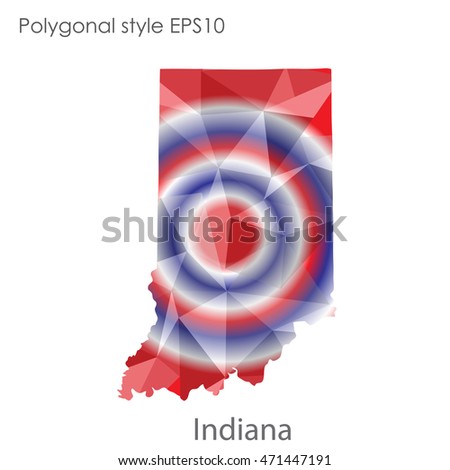 Indiana state map in geometric polygonal style.Abstract gems triangle,modern design background. Vector illustration EPS10