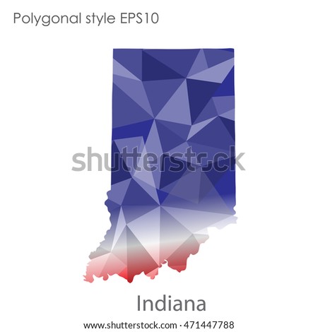 Indiana state map in geometric polygonal style.Abstract gems triangle,modern design background. Vector illustration EPS10