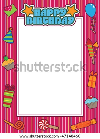 colourful happy birthday frame with space for your text