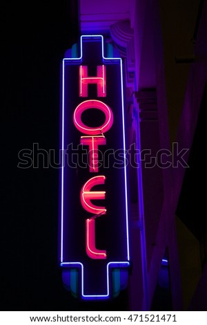 Neon hotel sign.