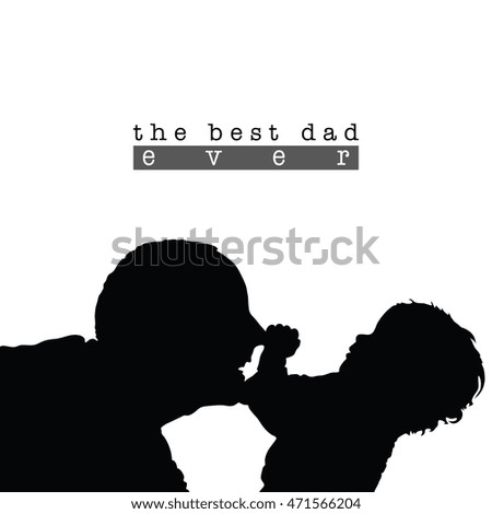 best dad with child silhouette illustration in black color