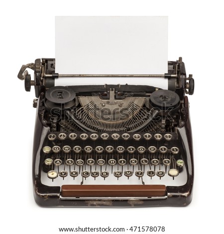 Old vintage typewriter and a blank sheet of paper inserted, isolated on white

 Royalty-Free Stock Photo #471578078