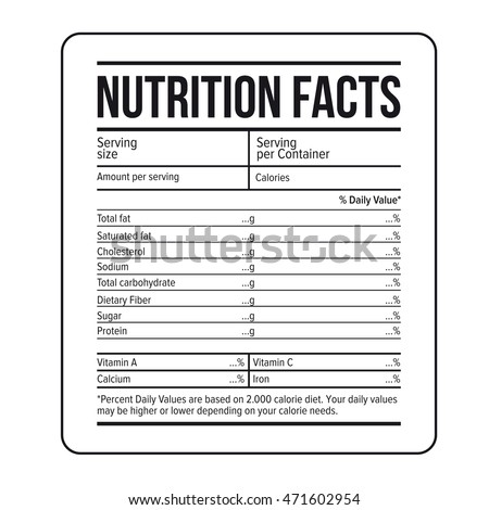 Nutrition Facts label template vector Royalty-Free Stock Photo #471602954