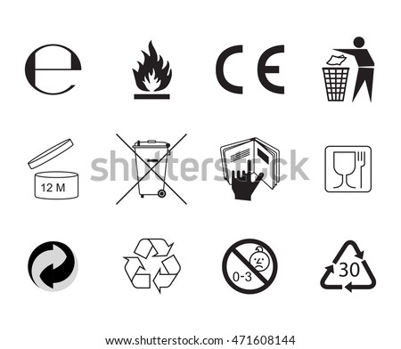 Set of Packaging Symbols. Handbook general symbols.