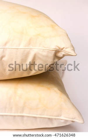 Dirty pillow from saliva stain