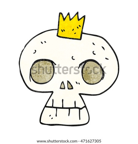 freehand textured cartoon skull with crown