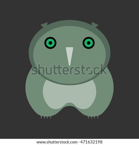Vector illustration of a green owl
