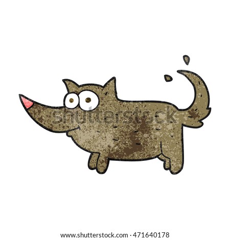 freehand textured cartoon dog wagging tail